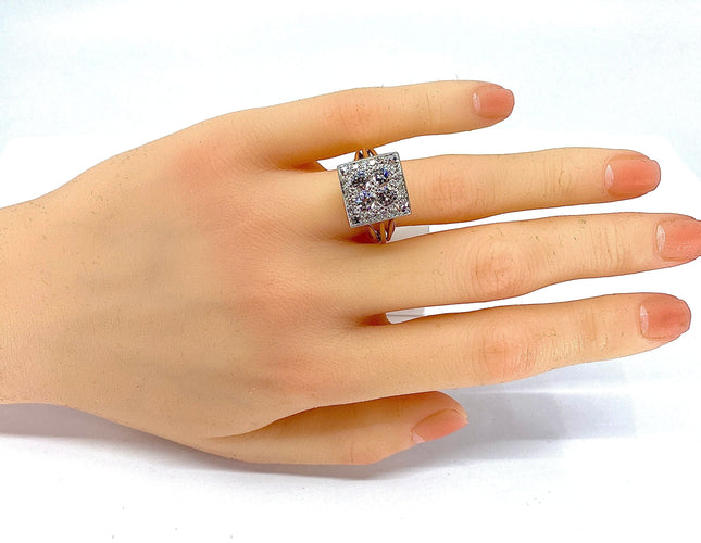 Bague 51 Bague 2 Ors pavée de Diamants 58 Facettes AB225