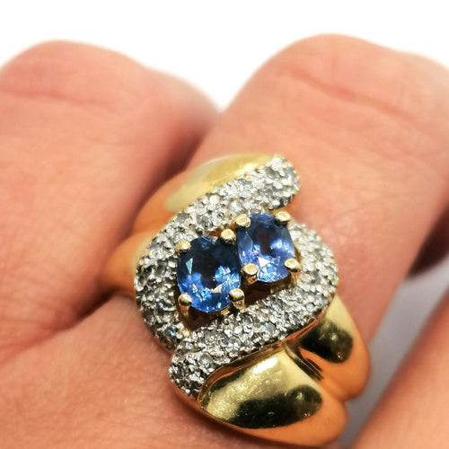 Bague 57 Bague or jaune diamants et saphirs 58 Facettes 3817