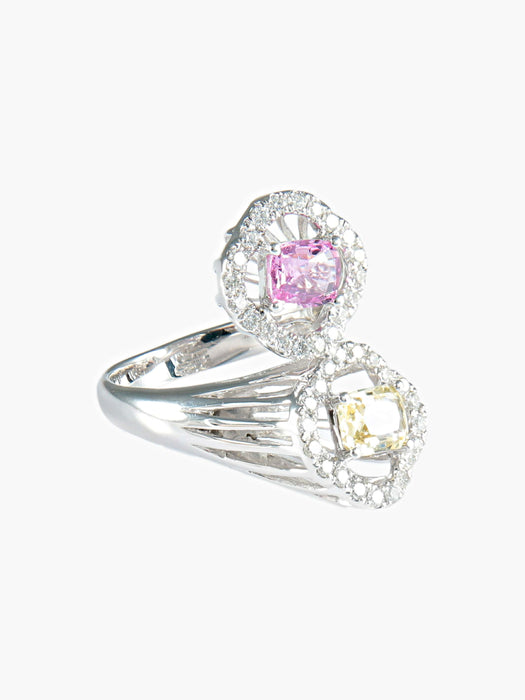 Bague 52 Bague Toi & Moi Saphirs rose et jaune 58 Facettes