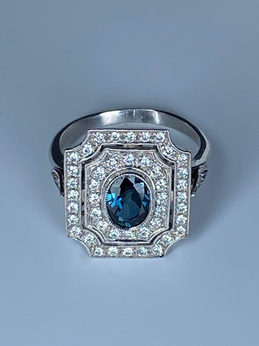 Bague Bague Art Deco en Or jaune, diamants et saphir 58 Facettes