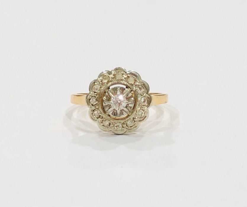 Bague 57 Bague fleur ancienne diamants 58 Facettes