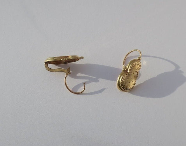 Boucles d'oreilles Grandes boucles d’oreilles dormeuses violon XIXe 58 Facettes