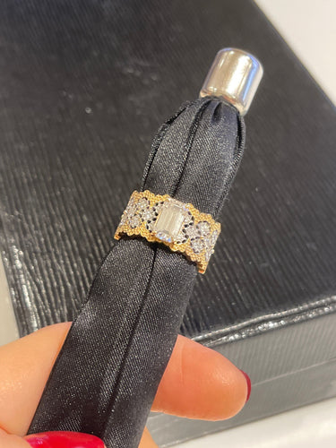 Bague Bague dentelle diamant taille émeraude 1.51 ct 58 Facettes