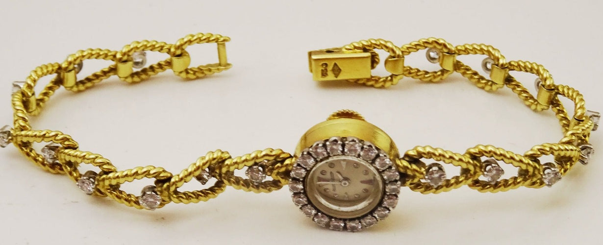 Montre Jaeger-LeCoultre - Montre diamants, bracelet or 58 Facettes