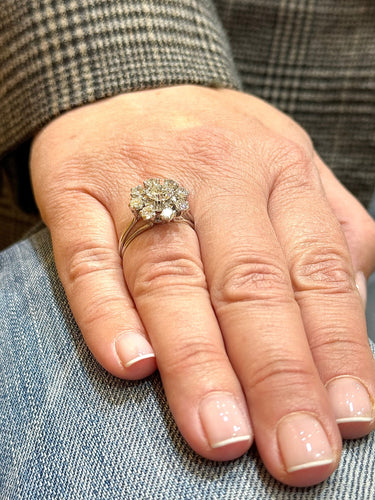 Bague 57 Bague soleil or blanc 18 carats et diamants 58 Facettes