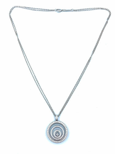 Collier CHOPARD. Pendentif Happy Spirit Or Blanc Diamants 58 Facettes