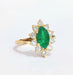 Ring 53 Marquise yellow gold emerald and diamond ring 58 Facettes TBU