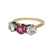 Ring 54 Yellow gold pink sapphire and diamond trilogy ring 58 Facettes TBU