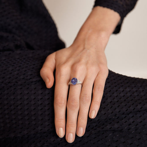 Bague 54 Bague Tanzanite, en or gris, diamants 58 Facettes