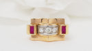 Ring 51 Tank Ring Yellow Gold Diamonds Ruby 58 Facettes 29450