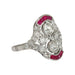 Ring 56 Art-Deco Ring Platinum Ruby Diamonds 58 Facettes TBU