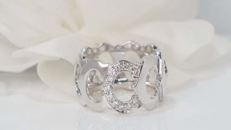 Bague 57 Bague collection C Cartier Or blanc Diamants 58 Facettes 32212