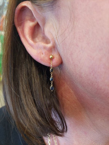 Boucles d'oreilles Pendantes en or jaune, saphir 58 Facettes 063941