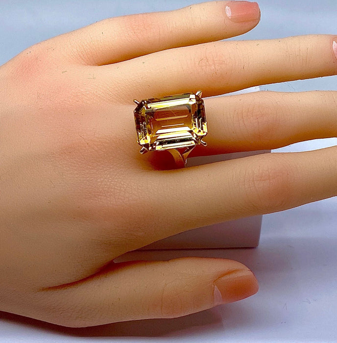 Bague 57 Bague Or jaune Citrine 58 Facettes AB278