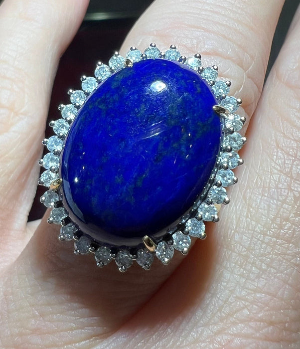 Bague 55 bague lapis lazuli pavage diamants 58 Facettes 7231