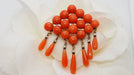 Brooch Napoleon III openwork brooch coral beads and black enamel 58 Facettes 30349