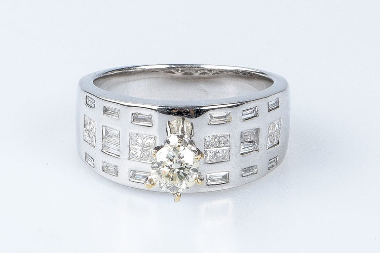 Bague 54 Bague Solitaire accompagné diamant 0.45ct 58 Facettes BG-14141-96