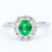 Ring 54 Bucherer - Daisy ring White gold Emerald Diamonds 58 Facettes