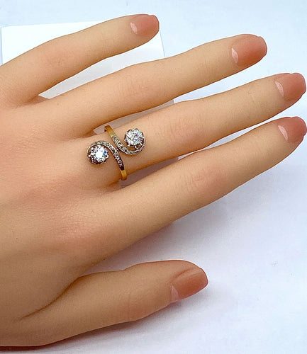 Bague 53 Bague en or blanc et or jaune 18 carats en diamants. Epoque 1900 58 Facettes AB267
