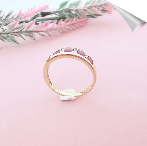 Bague Bague Anneau Demi Alliance Rubis & Diamants 58 Facettes AA 1579