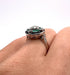Ring Art deco style ring platinum diamonds emeralds onyx 58 Facettes