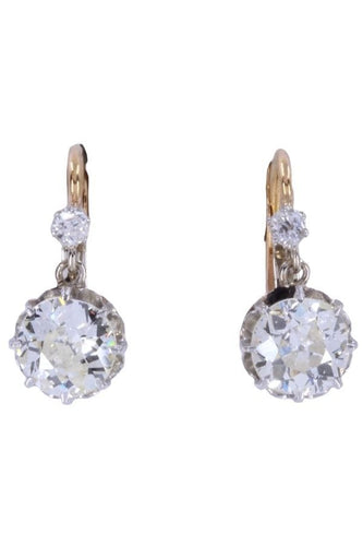 Boucles d'oreilles DORMEUSES ANCIENNES DIAMANTS 58 Facettes 073621