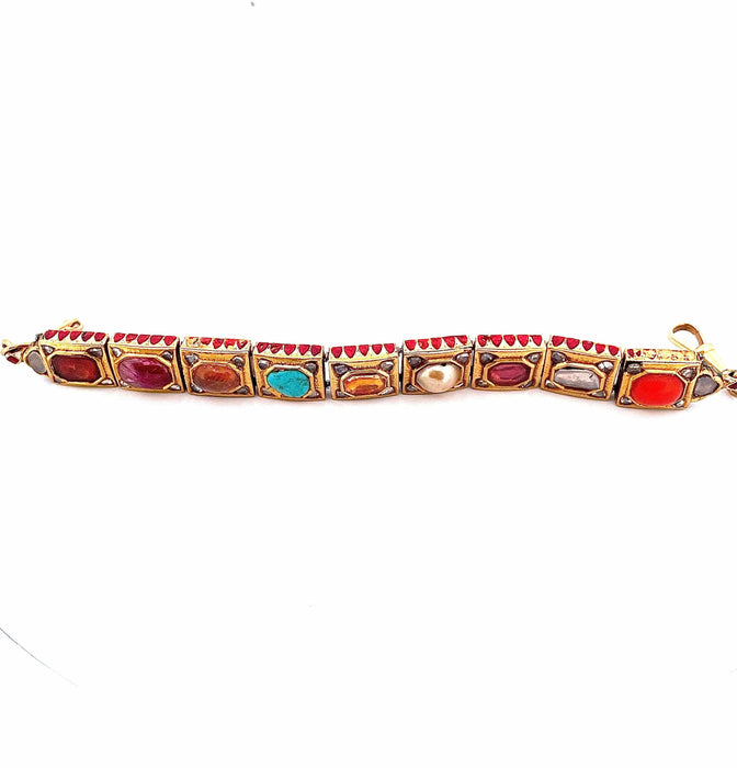 Bracelet Bracelet ancien multi-pierres fines et diamants 58 Facettes