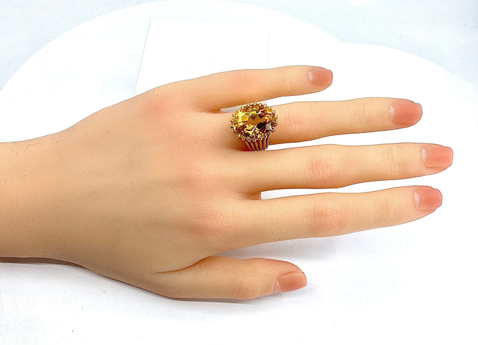 Bague 50 Bague or jaune citrine 58 Facettes AB299