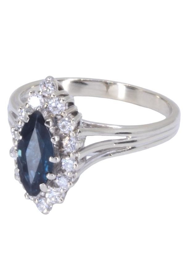 Bague Marquise Diamants Saphir - Bagues de fiançailles Bague Marquise Diamants Saphir - Bagues de fiançailles