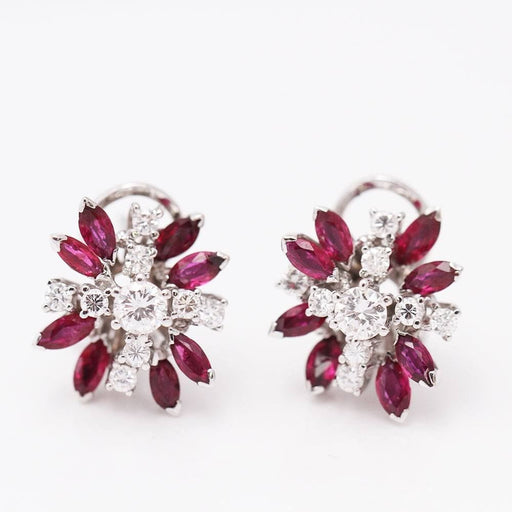 Earrings Vintage earrings White gold Diamonds Ruby 58 Facettes E360424
