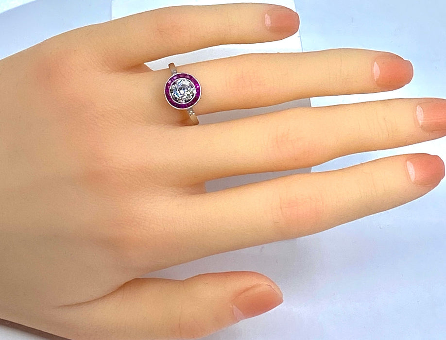 Bague 53 Bague Or blanc Diamants Rubis 58 Facettes AB242