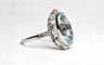 Bague 54.5 Bague de style Art Déco en platine avec diamants et aigue-marine centrale 58 Facettes