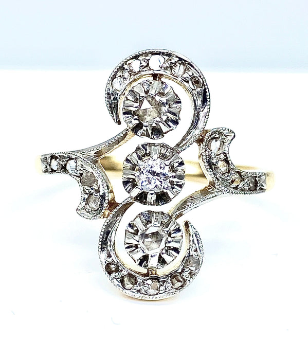 Bague 51 Bague  or diamants vers 1900 58 Facettes AB178