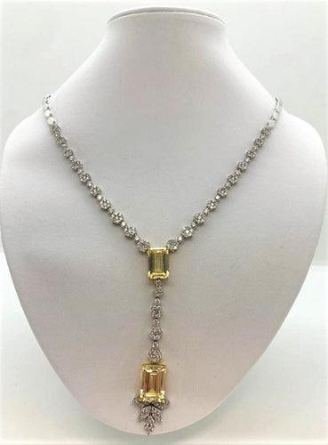 Collier Collier Or blanc Diamants et Pierres Jaunes 58 Facettes 20400000471