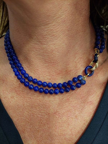 Collier COLLIER 2 RANGS LAPIS LAZULI ET DIAMANTS 58 Facettes 068391
