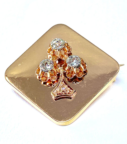 Broche Broche trèfle diamants Napoléon III 58 Facettes