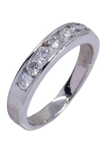 Bague 56 Bague demi-alliance Or blanc Diamant 58 Facettes 077621