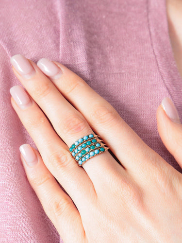 Bague 52 Bague de Harem Or Turquoises 58 Facettes