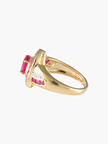 Bague Bague années 30 rubis ovale et brillant or jaune 58 Facettes LP4-16