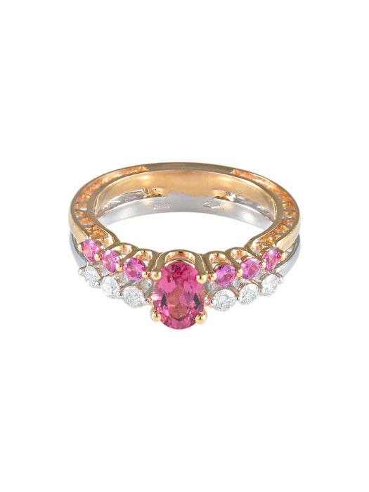 Bague 52 Bague Saphirs roses et Diamants 58 Facettes