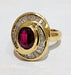 Ring 51 Yellow gold ruby ​​and diamond swirl ring 58 Facettes 1CA202/1