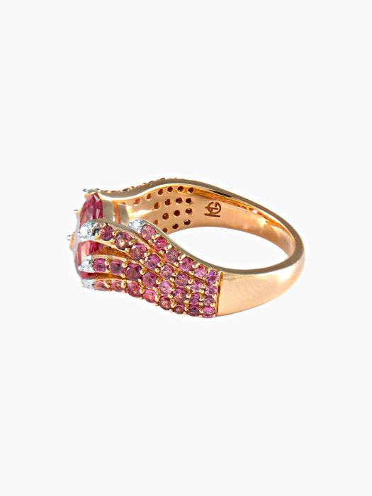 Bague Bague Tourmaline rose, Saphirs roses et Diamants 58 Facettes