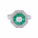 Ring 54 Art Deco style ring Diamonds Emeralds 58 Facettes