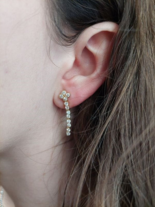 Boucles d'oreilles Boucles d'oreilles pendantes Trèfles Or jaune Diamant 58 Facettes 078241