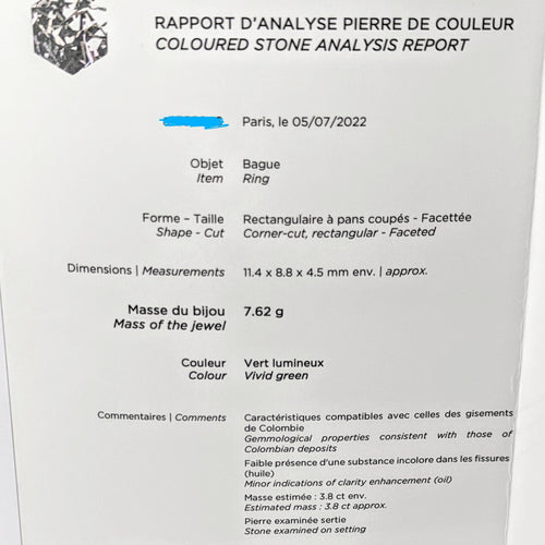 Bague 57 Bague Pompadour or blanc Emeraude et diamants 58 Facettes