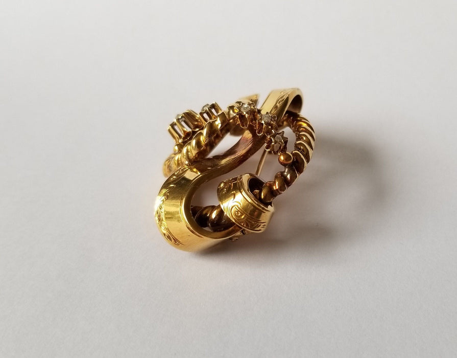 Broche Broche époque Napoléon III Or jaune Diamants 58 Facettes