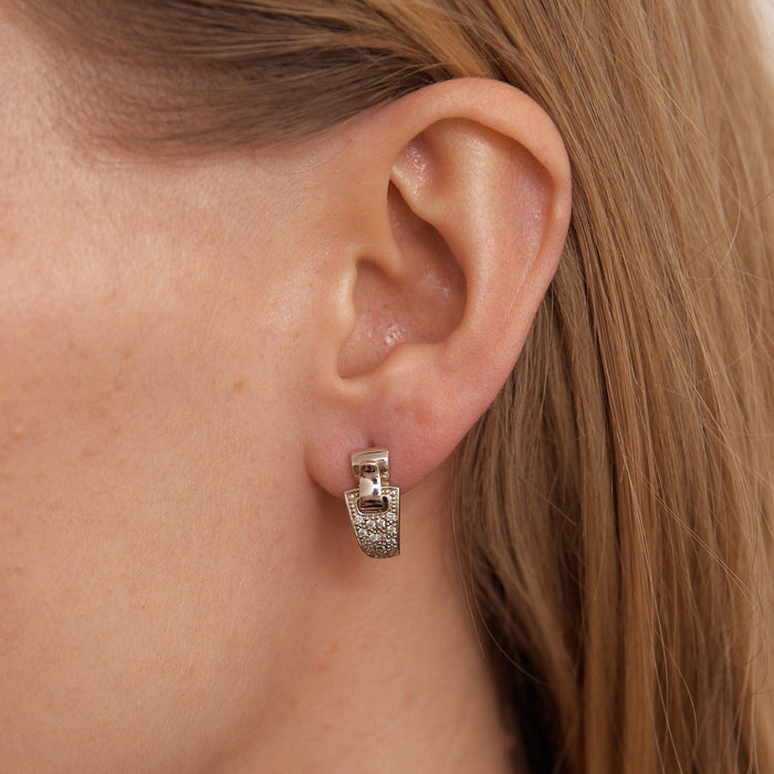 Boucles d'oreilles GUY LAROCHE - créoles en or gris, diamants 58 Facettes