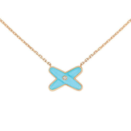 CHAUMET necklace - “Links” necklace Pink gold Turquoise Diamonds 58 Facettes 082932
