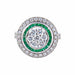 Ring 57 Art Deco style ring Diamonds Emeralds 58 Facettes