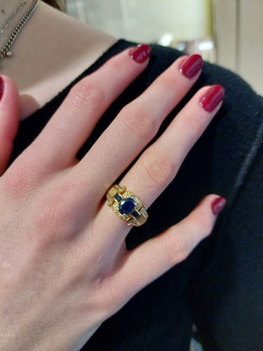 Bague 52 BAGUE MODERNE SAPHIRS ET DIAMANTS 58 Facettes 077501